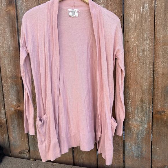 Hippie Rose Sweaters - HIPPIE ROSE Women’s Pink Open Front Cardigan Sweater 3/4 Sleeve Pockets Large